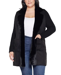 Belldini Plus Black Label-Trim Cardigan Sweater