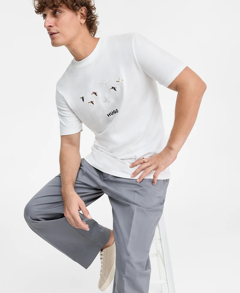 Hugo Boss Men's Dugolini Short-Sleeve Embroidered Logo & Birds T-Shirt
