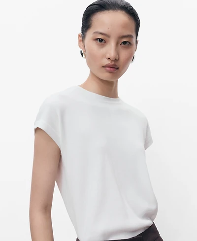 Mango Women's Short-Sleeved Knitted Cotton Sweater