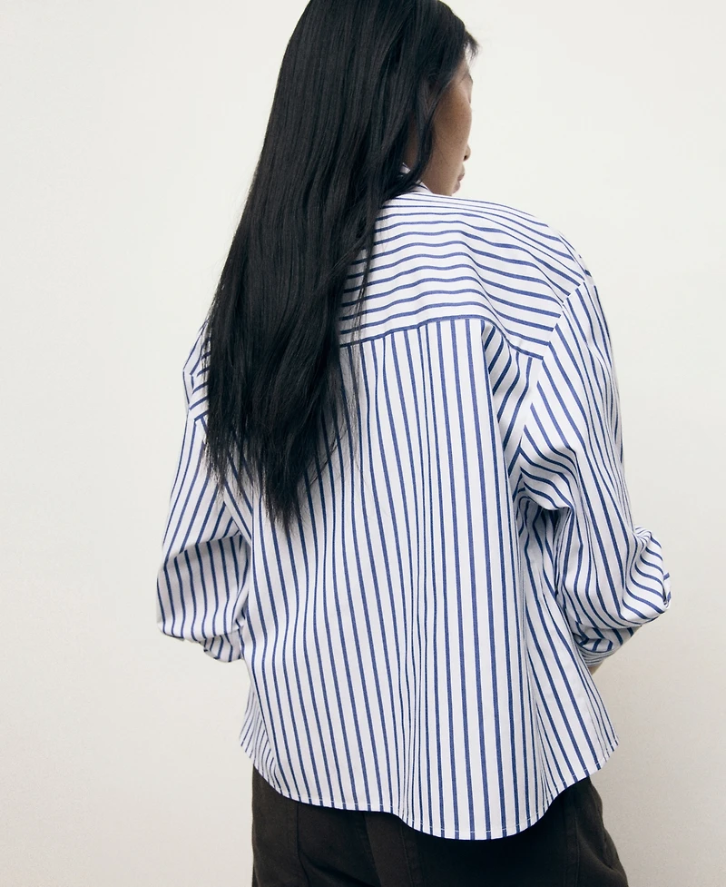 Mango Women's Striped Cropped Shirt