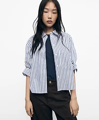 Mango Women's Striped Cropped Shirt