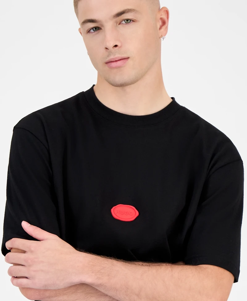 Hugo Boss Men's Divis Relaxed Fit Piece-Dyed Stamp Logo T-Shirt