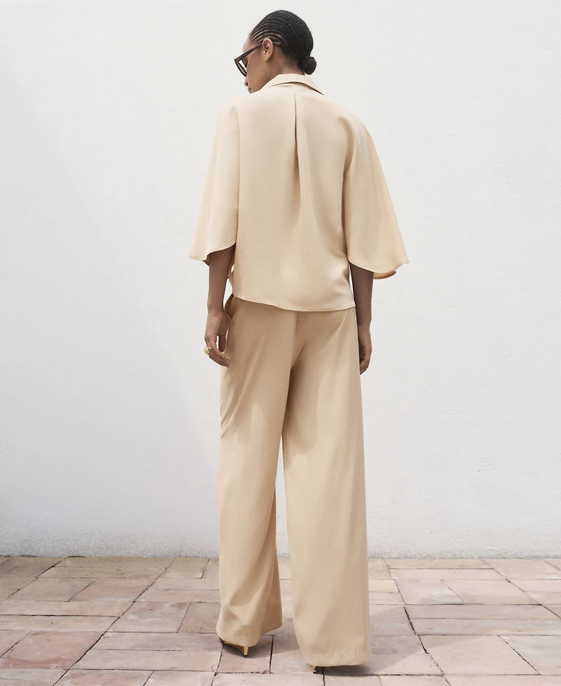 Mango Women's Straight-Fit Pleated Pants