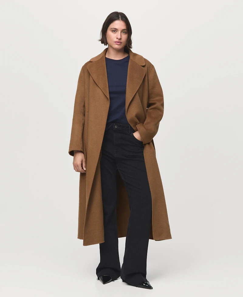 Mango Women's Handmade Belt Wool Coat