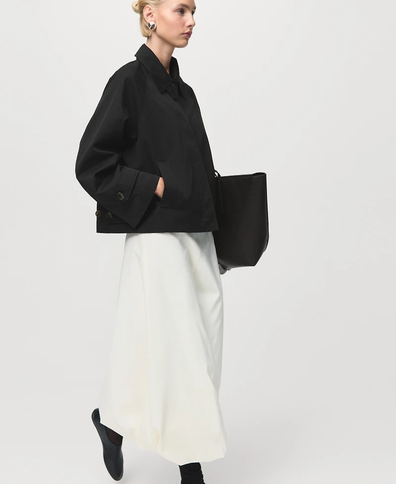 Mango Women's Epaulettes Detail Short Oversized Trench Coat