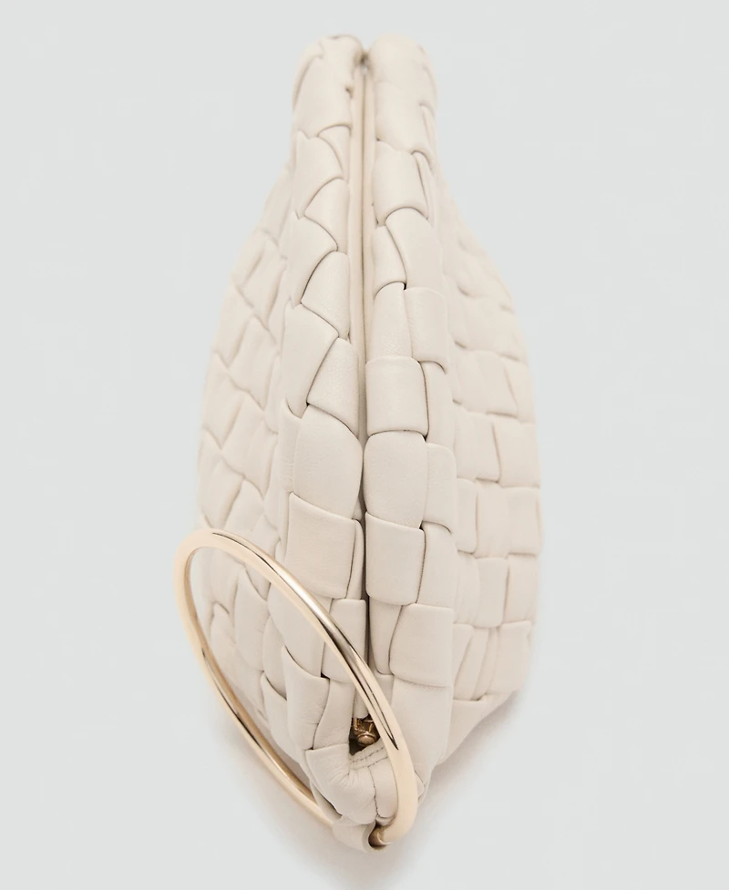 Mango Women's Braided Leather Clutch Bag