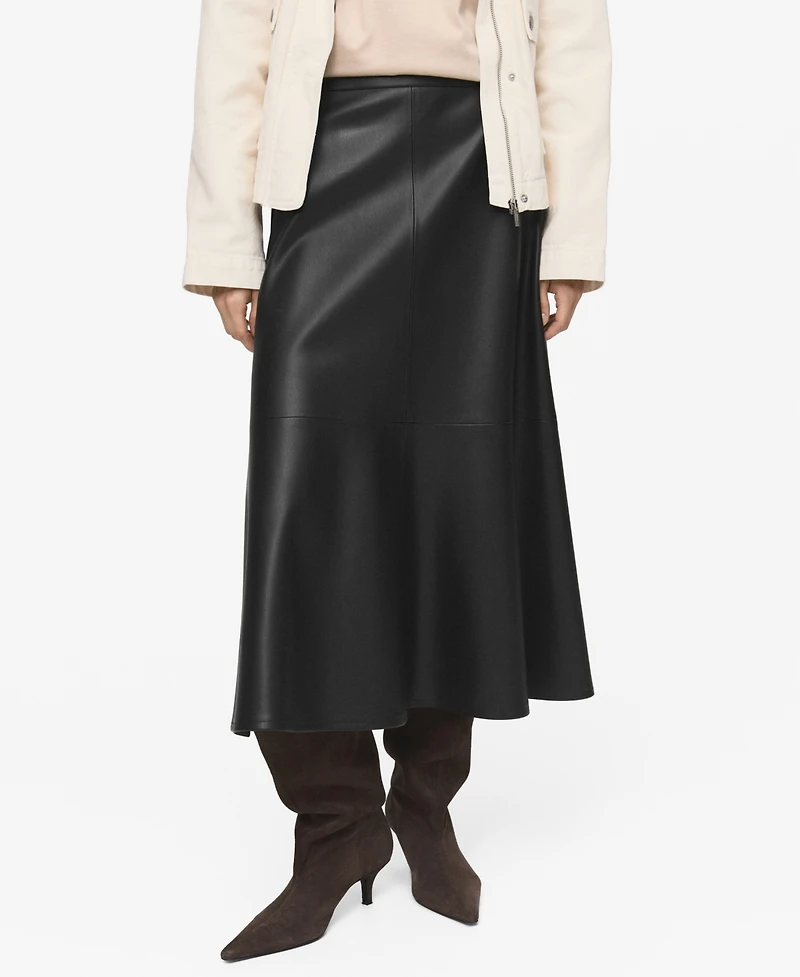 Mango Women's Leather-Effect Midi Skirt