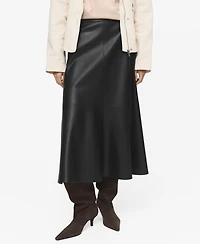 Mango Women's Leather-Effect Midi Skirt