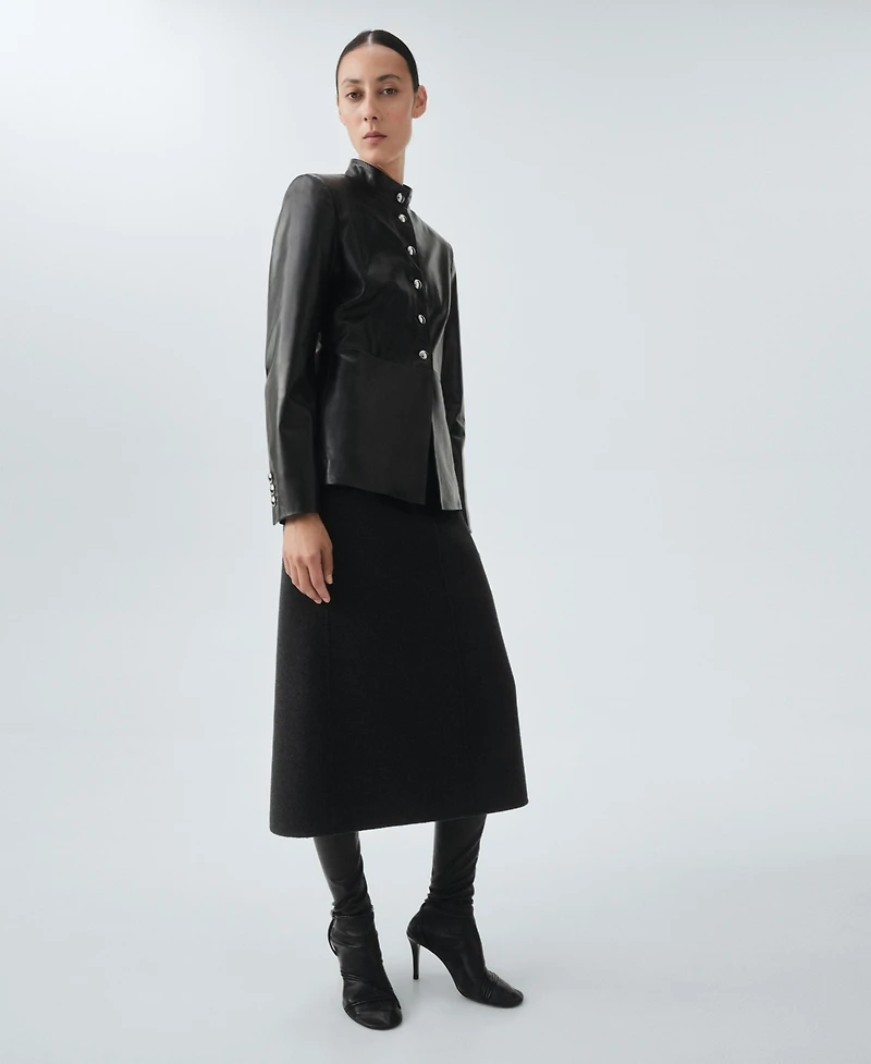 Mango Women's Leather Buttons Jacket
