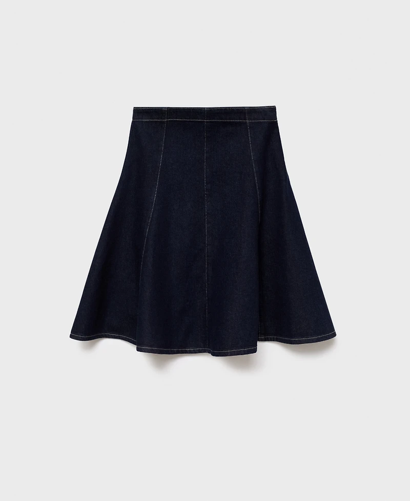 Mango Women's Stitching Detail Denim Midi Skirt