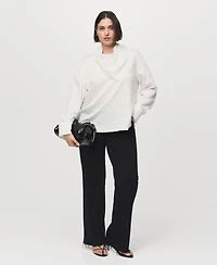Mango Women's Handkerchief Detail Striped Blouse