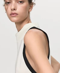 Mango Women's Contrast Trim Draped Collar Blouse