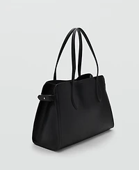 Mango Women's Pebbled Leather Effect Medium Bag