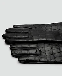 Mango Women's Long Crocodile-Effect Leather Gloves
