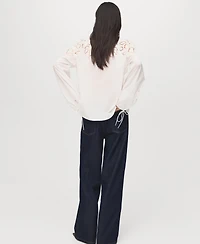 Mango Women's Bows Detail Embroidered Blouse