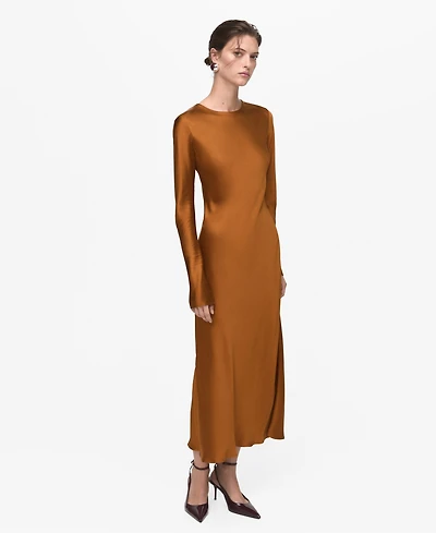 Mango Women's Long Satin Dress