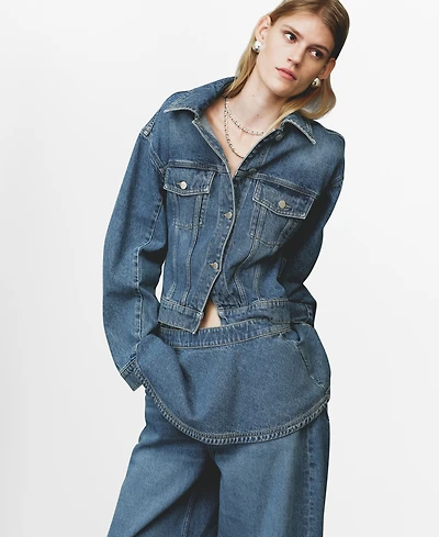 Mango Women's Pockets Fitted Denim Jacket