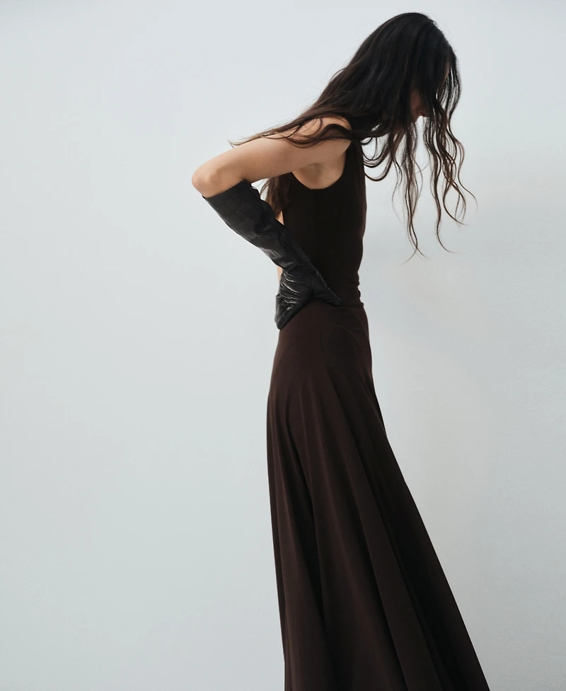Mango Women's Back Opening Godet Dress