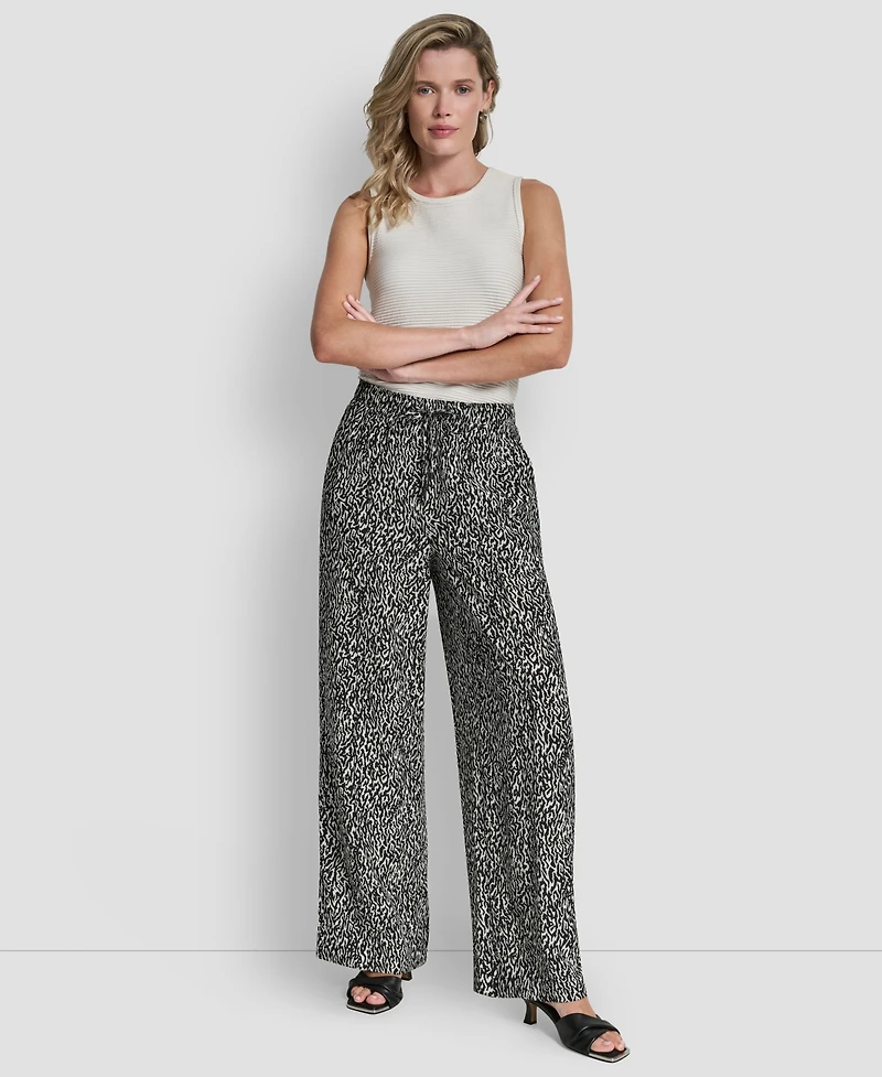 Dkny Women's Printed Straight Leg Pull-On Pants