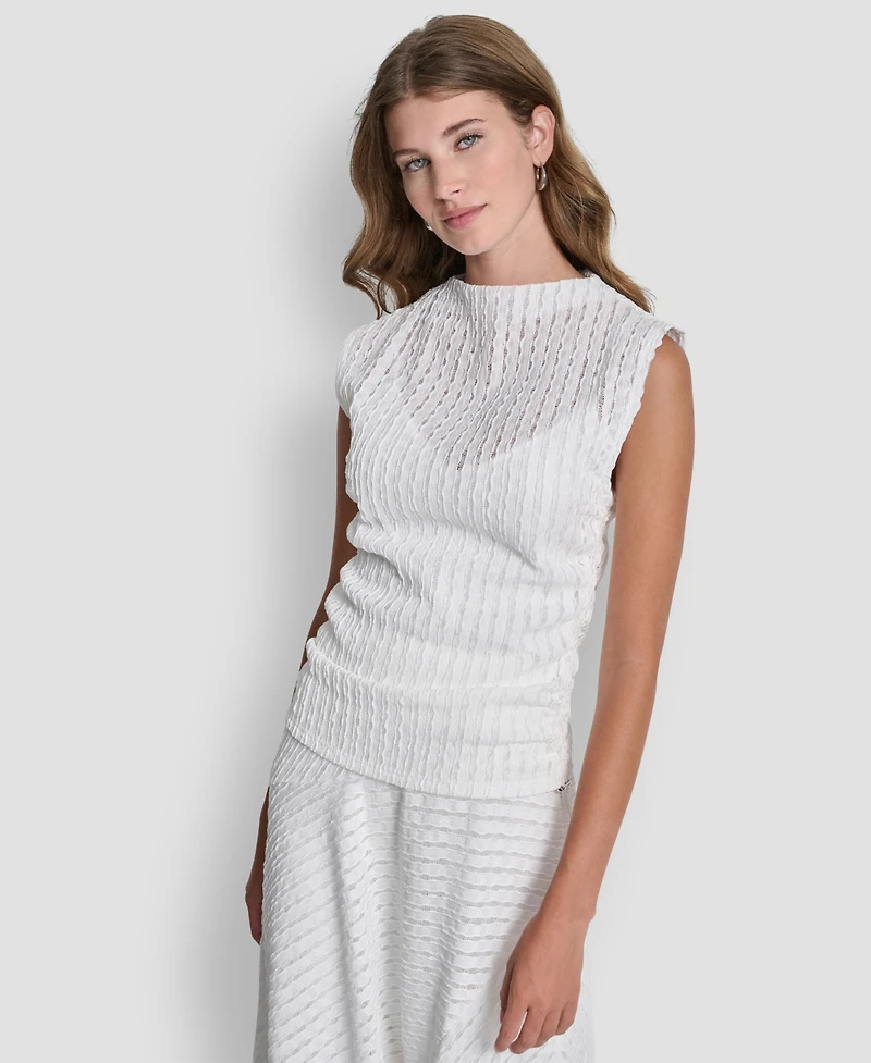 Dkny Women's Sleeveless Open Textured Top