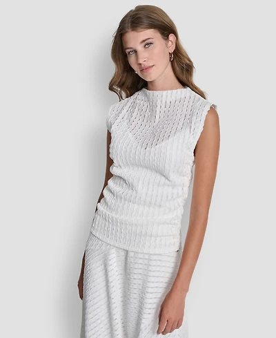 Dkny Women's Sleeveless Open Textured Top
