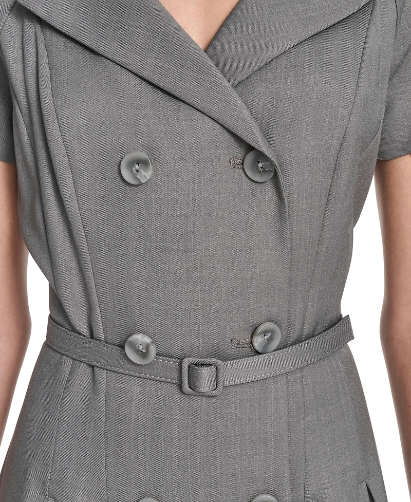 Calvin Klein Women's Belted V-Neck Coat Dress