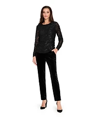 Tahari Asl Women's Burnout Long Sleeves Top