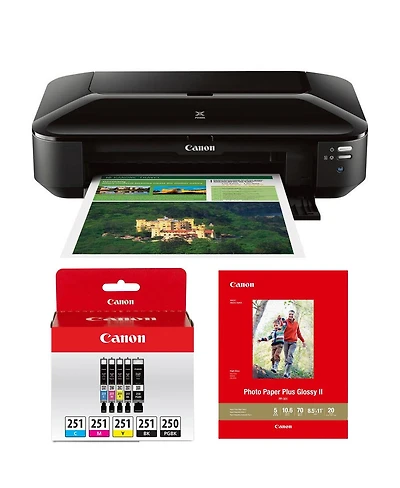 Canon Pixma iX6820 Wireless Inkjet Business Printer, Bundle with Color Ink Pack and 20-Sheet Glossy Photo Paper