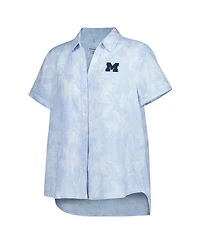 Tommy Bahama Women's Light Blue Michigan Wolverines Legacy Leaves Camp Button-Up Shirt