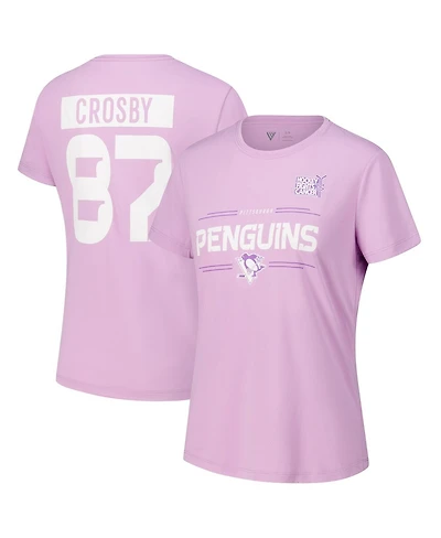 Levelwear Women's Sidney Crosby Lavender Pittsburgh Penguins Hockey Fights Cancer Anthem Name Number T-Shirt