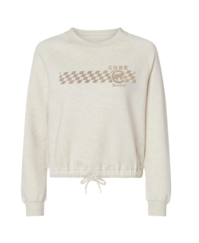 Soft As A Grape Women's Natural Chicago Cubs Tonal Checkered Sweatshirt