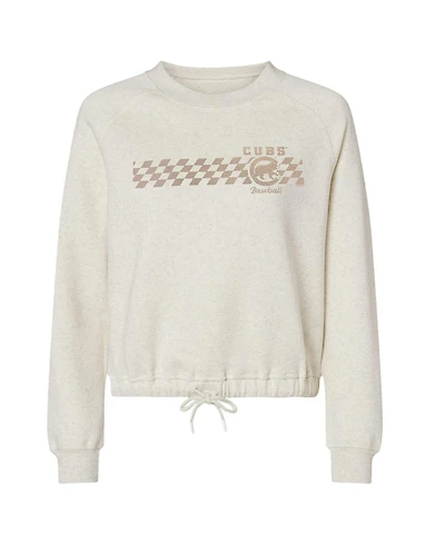 Soft As A Grape Women's Natural Chicago Cubs Tonal Checkered Sweatshirt