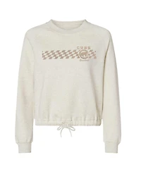 Soft As A Grape Women's Natural Chicago Cubs Tonal Checkered Sweatshirt