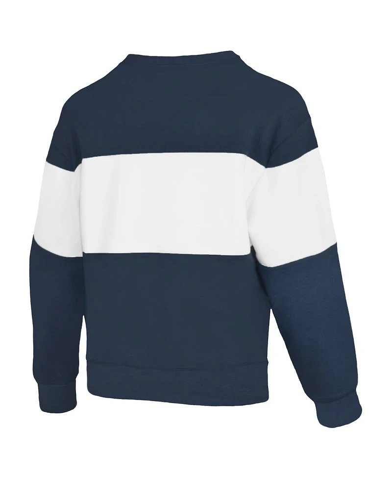 Lauren James Women's Navy Dallas Cowboys Bling Color Block Terry Sweatshirt