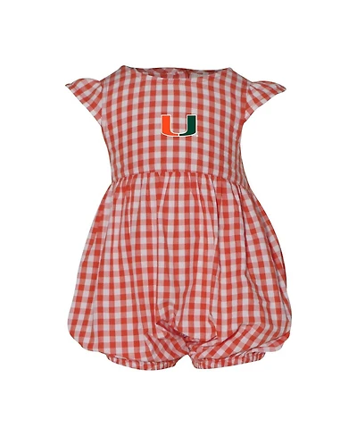Garb Baby Boys and Girls Orange Miami Hurricanes Cara Gingham Ruffled Bodysuit
