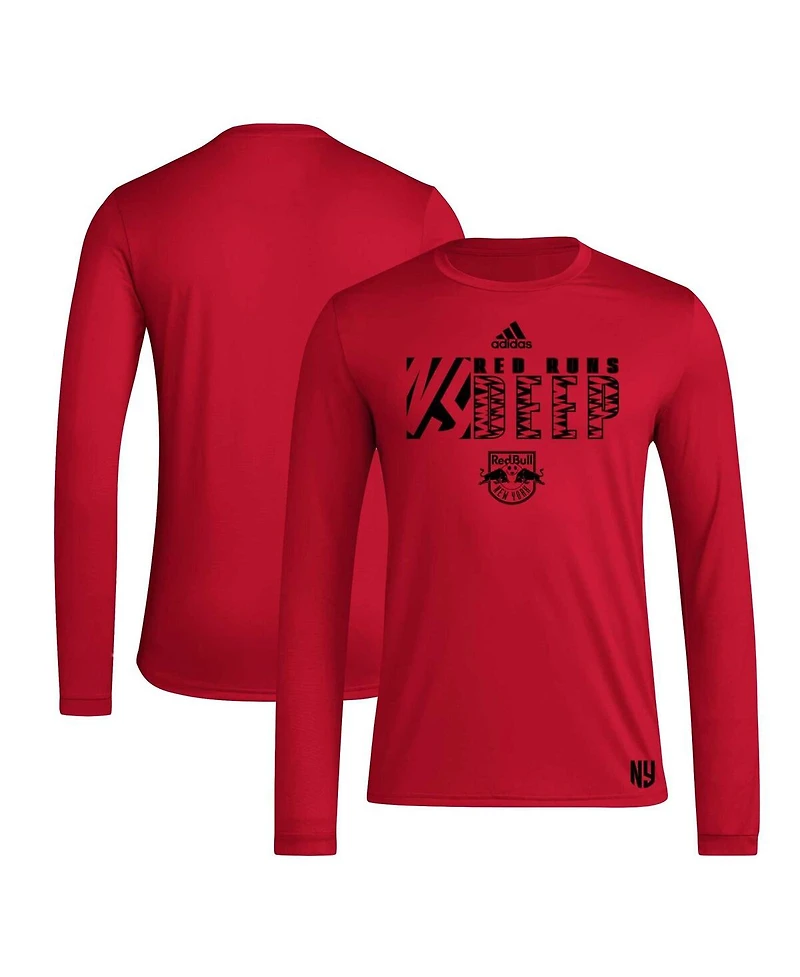 Adidas Men's Red New York Red Bulls 2024 Jersey Hook Aeroready Long Sleeve T-Shirt