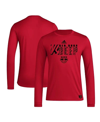 Adidas Men's Red New York Red Bulls 2024 Jersey Hook Aeroready Long Sleeve T-Shirt