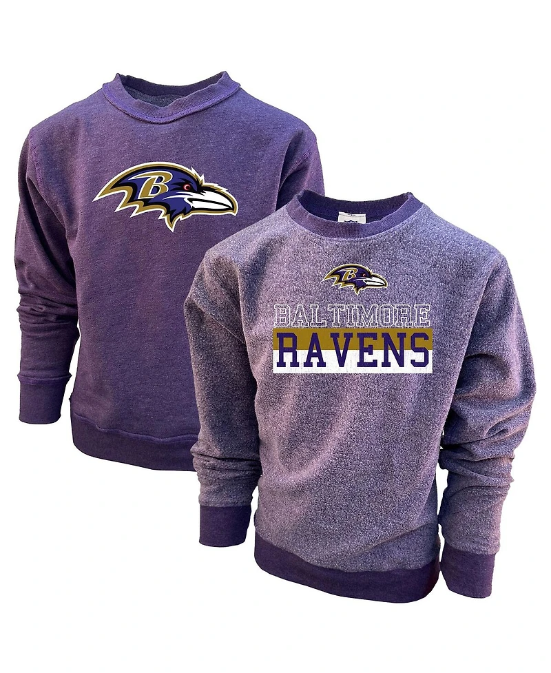 Wes & Willy Big Boys and Girls Purple Baltimore Ravens Reversible Fleece Pullover Sweatshirt
