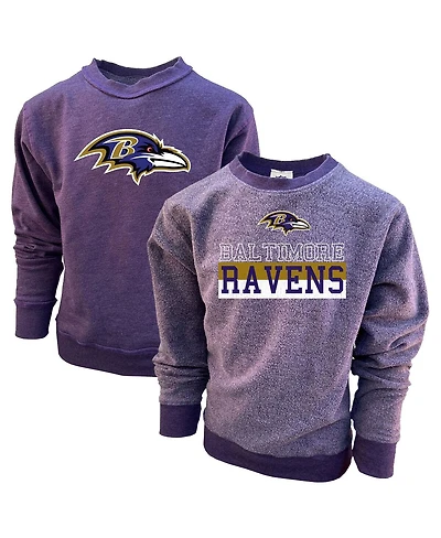 Wes & Willy Big Boys and Girls Purple Baltimore Ravens Reversible Fleece Pullover Sweatshirt