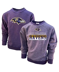 Wes & Willy Big Boys and Girls Purple Baltimore Ravens Reversible Fleece Pullover Sweatshirt
