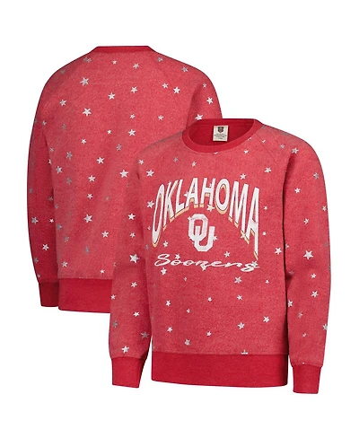 Wes & Willy Big Girls Crimson Oklahoma Sooners Shimmer Star Reverse Sweatshirt