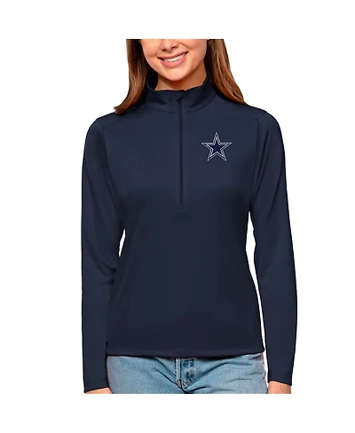 Antigua Women's Navy Dallas Cowboys Tribute Half-Zip Sweatshirt