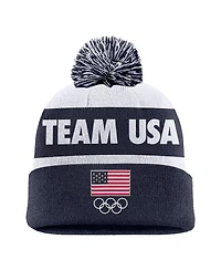 Nike Men's Navy Team Usa Peak Cuffed Pom with Knit Hat