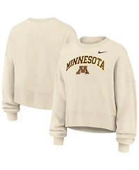Nike Women's Natural Minnesota Golden Gophers Phoenix Fleece Oversized Cropped Sweatshirt