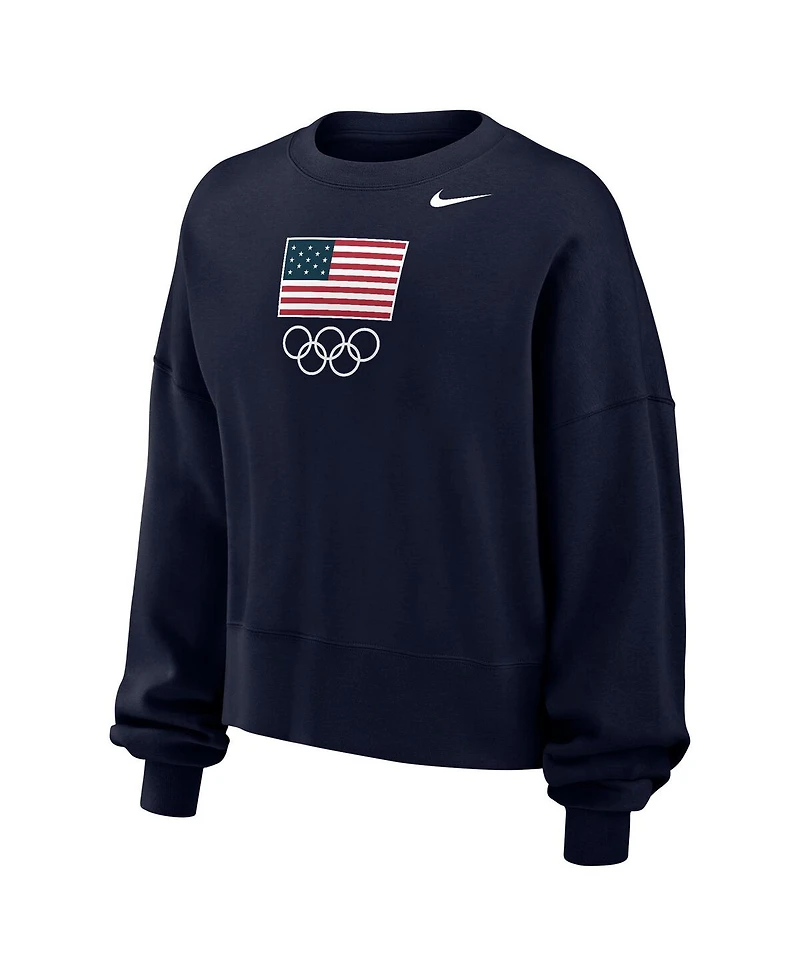 Nike Women's Navy Team Usa Oversized Phoenix Pullover Sweatshirt