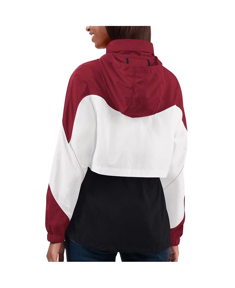 G-iii 4Her by Carl Banks Women's Black/Cardinal Arizona Cardinals Tie Breaker Lightweight Quarter-Zip Sweatshirt