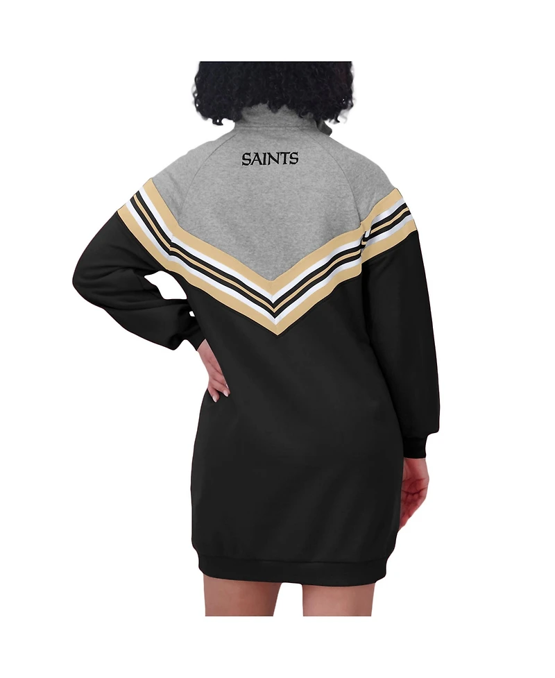 Wear by Erin Andrews Women's Black/Heather Gray New Orleans Saints Chevron Stripe Dress