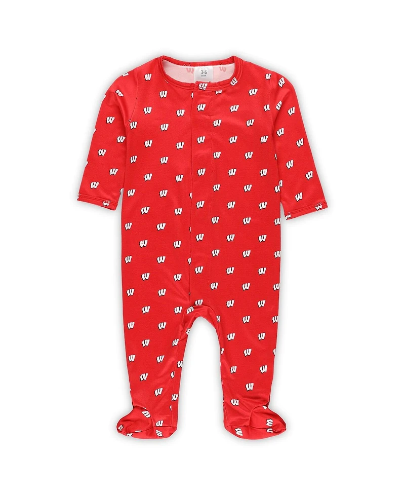 ZooZatz Baby Boys and Girls Red Wisconsin Badgers Magnetic Closure Sleeper