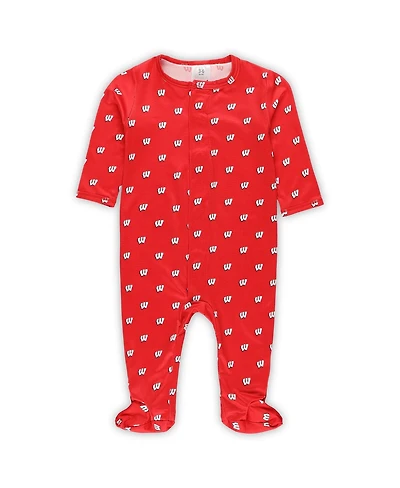 ZooZatz Baby Boys and Girls Red Wisconsin Badgers Magnetic Closure Sleeper