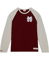 Mitchell & Ness Men's Maroon Mississippi State Bulldogs Legendary Slub Raglan Long Sleeve T-Shirt